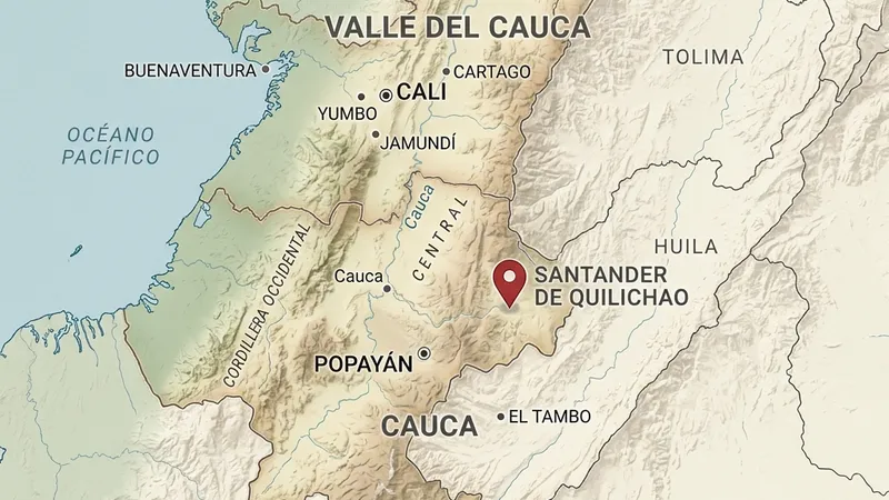 Mapa de la región Norte del Cauca, Colombia, con énfasis en Santander de Quilichao