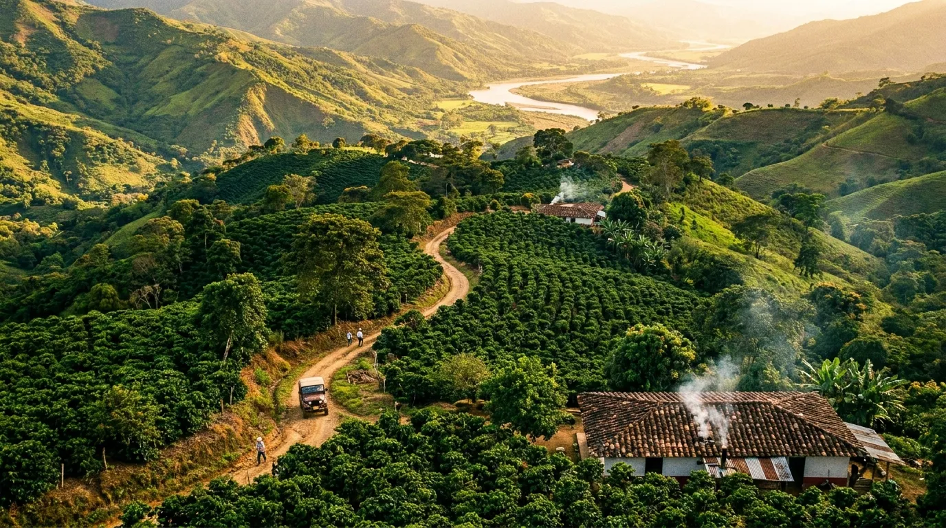 Paisaje de cafetales de DOMAC en el Norte del Cauca